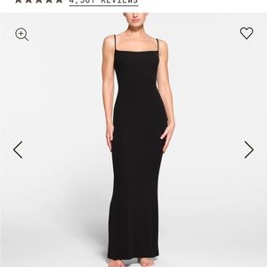 SKIMS Black Sheath Maxi Dress with Square Neck